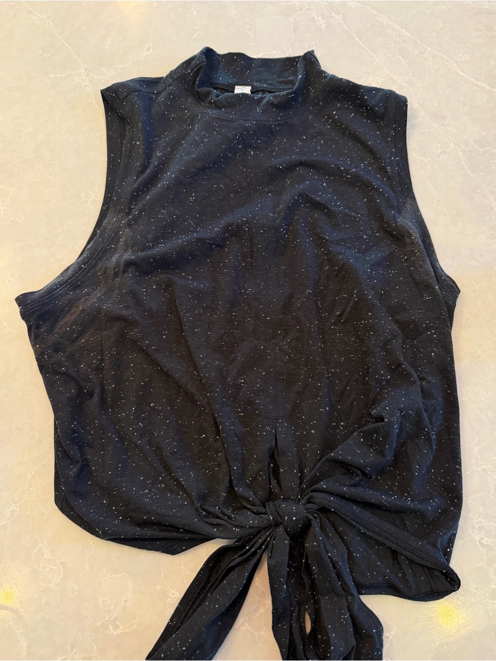 Sleeveless Black Tie-Front Tank Top